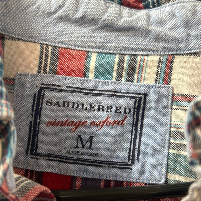 Men's Red and Blue Plaid Shirt Medium