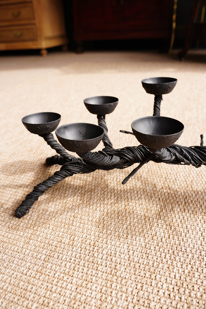 Mid-Century Black Sculptural Candelabra