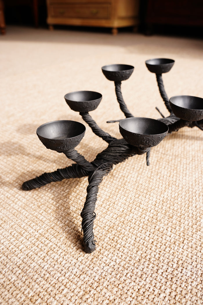 Mid-Century Black Sculptural Candelabra