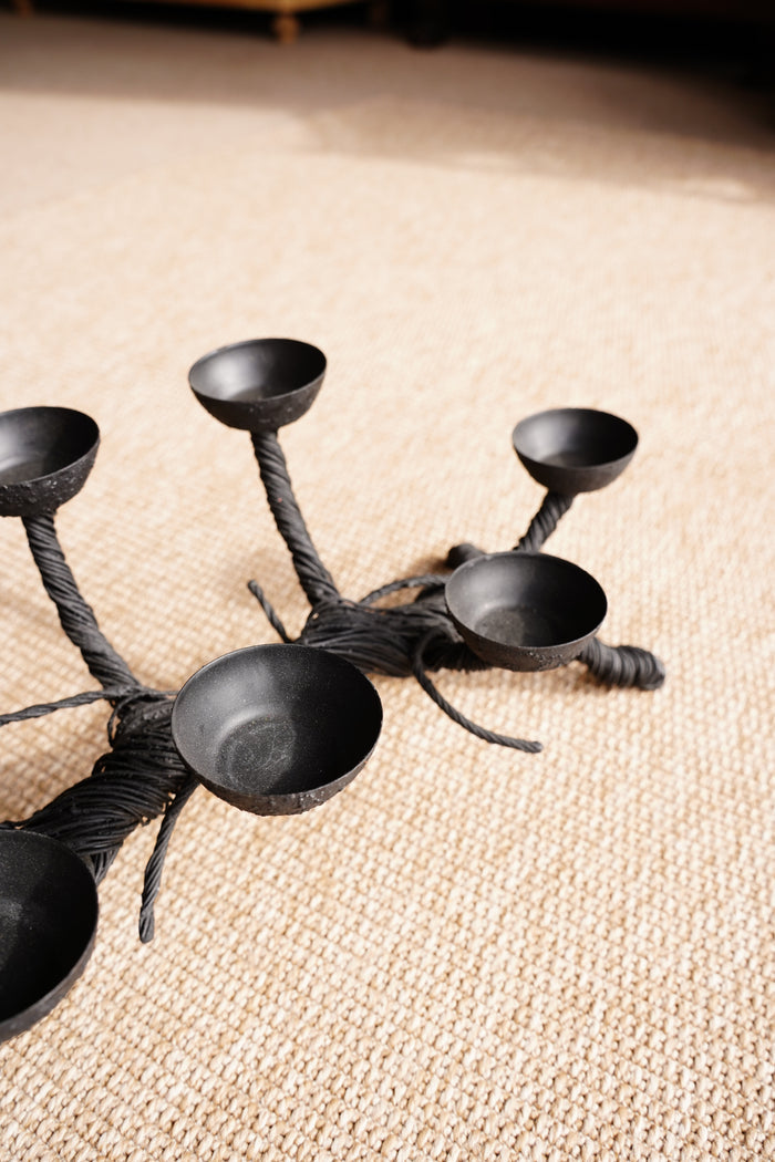 Mid-Century Black Sculptural Candelabra