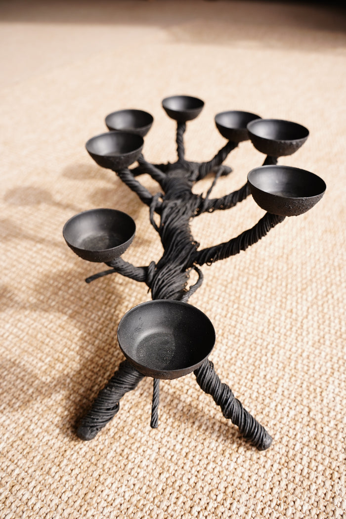 Mid-Century Black Sculptural Candelabra