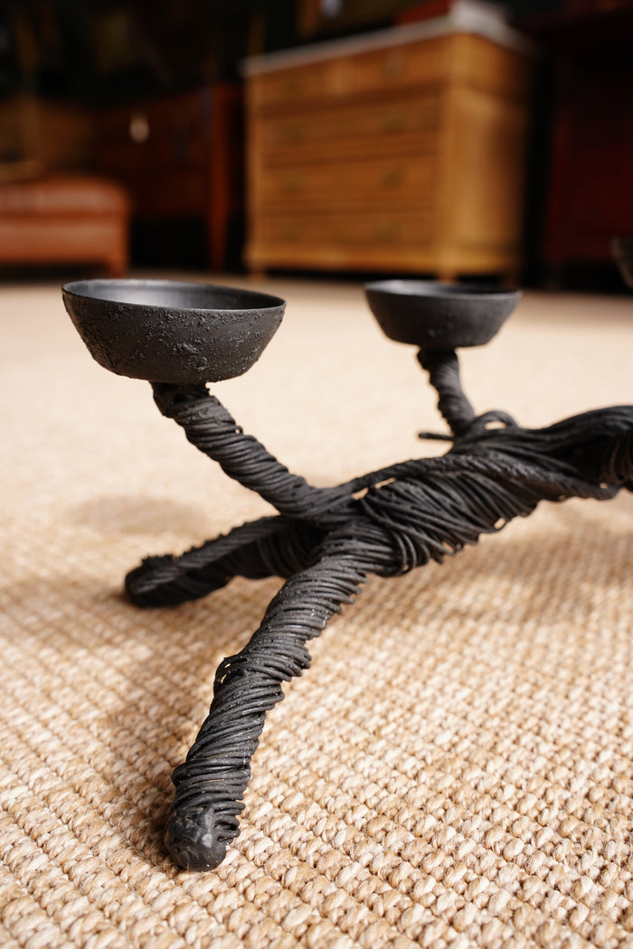 Mid-Century Black Sculptural Candelabra