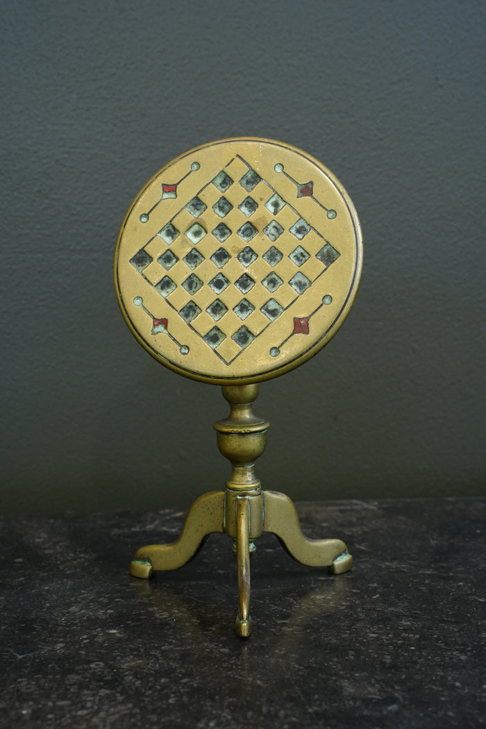 Miniature Brass Tilt-Top Chess Table Candle Reflectors