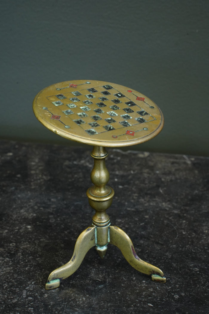 Miniature Brass Tilt-Top Chess Table Candle Reflectors