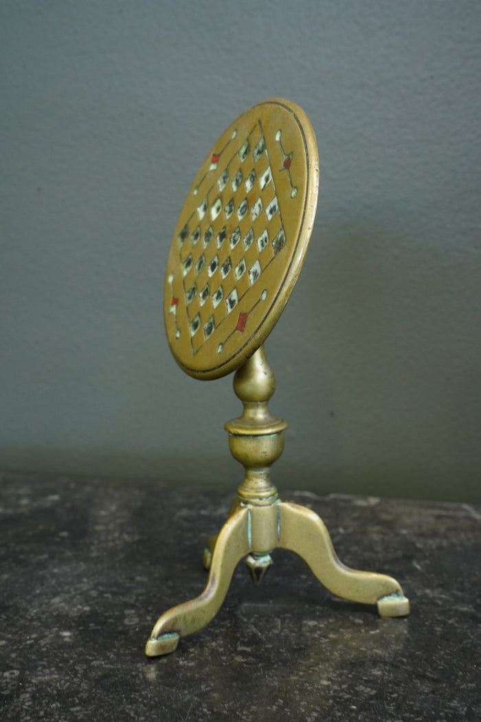 Miniature Brass Tilt-Top Chess Table Candle Reflectors