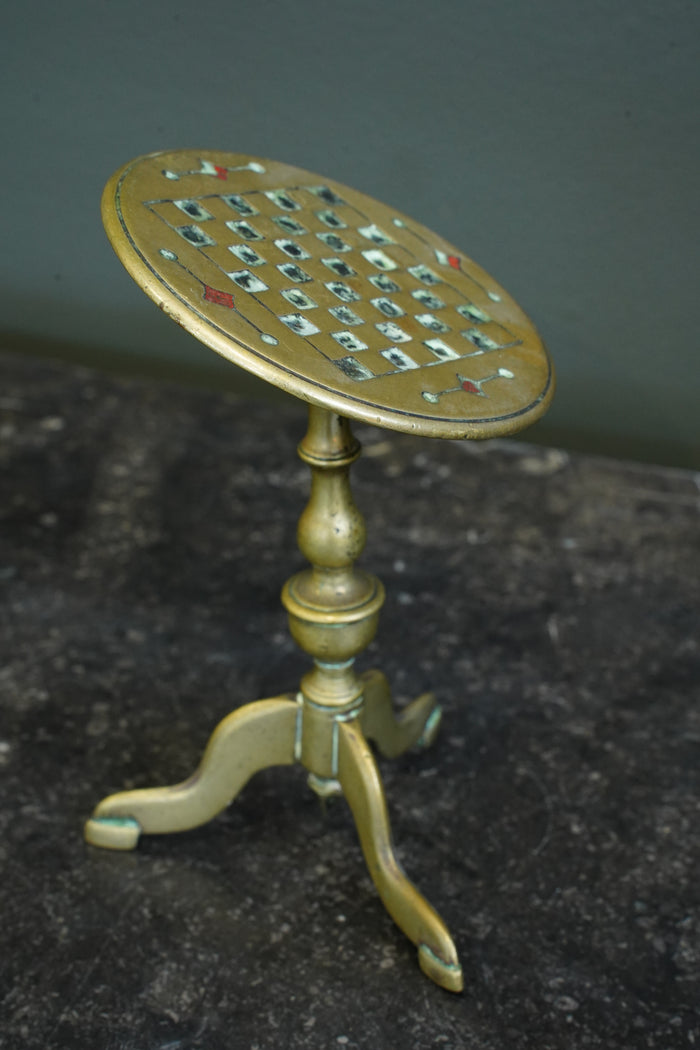 Miniature Brass Tilt-Top Chess Table Candle Reflectors