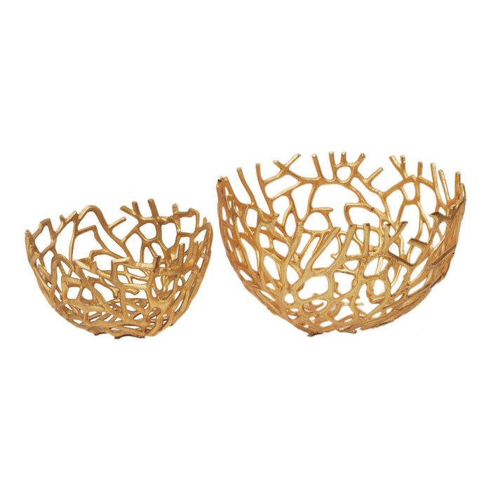 Moe's Home Collection Set of Two Nest Bowls Gold main image.