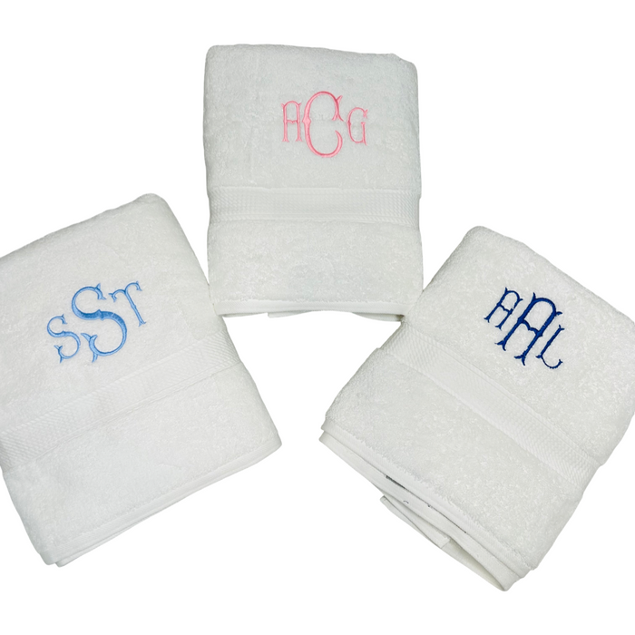 Monogrammed Bath Towels- White