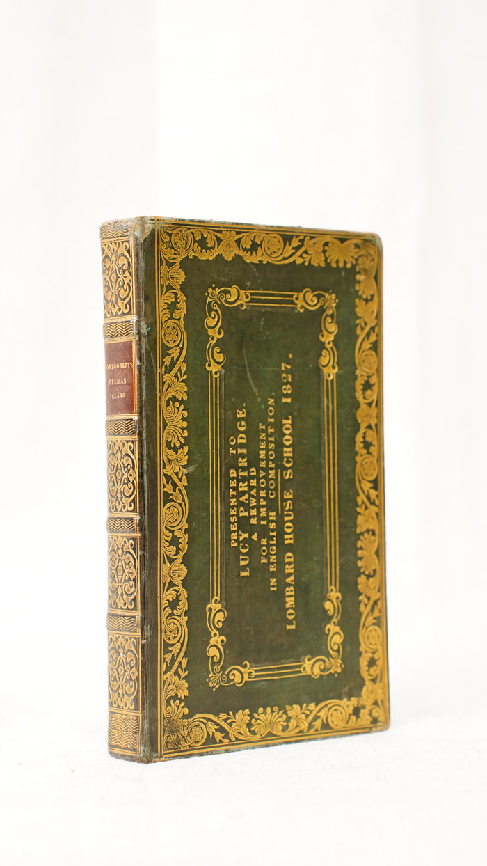 Montgomery Pelican Island 1828 Antique Prize Binding Green Leather Book