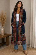 Navy & Rust Long Sweater