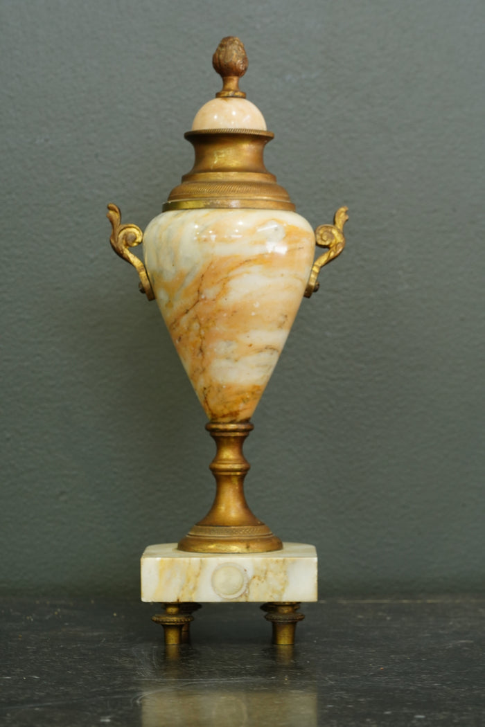 Neoclassical Alabaster and Gilt Brass Decorative Urn