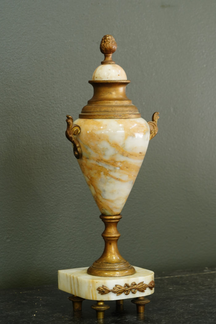 Neoclassical Alabaster and Gilt Brass Decorative Urn