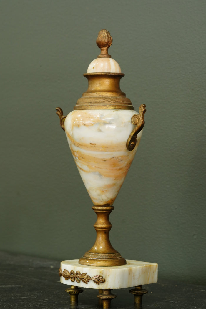Neoclassical Alabaster and Gilt Brass Decorative Urn