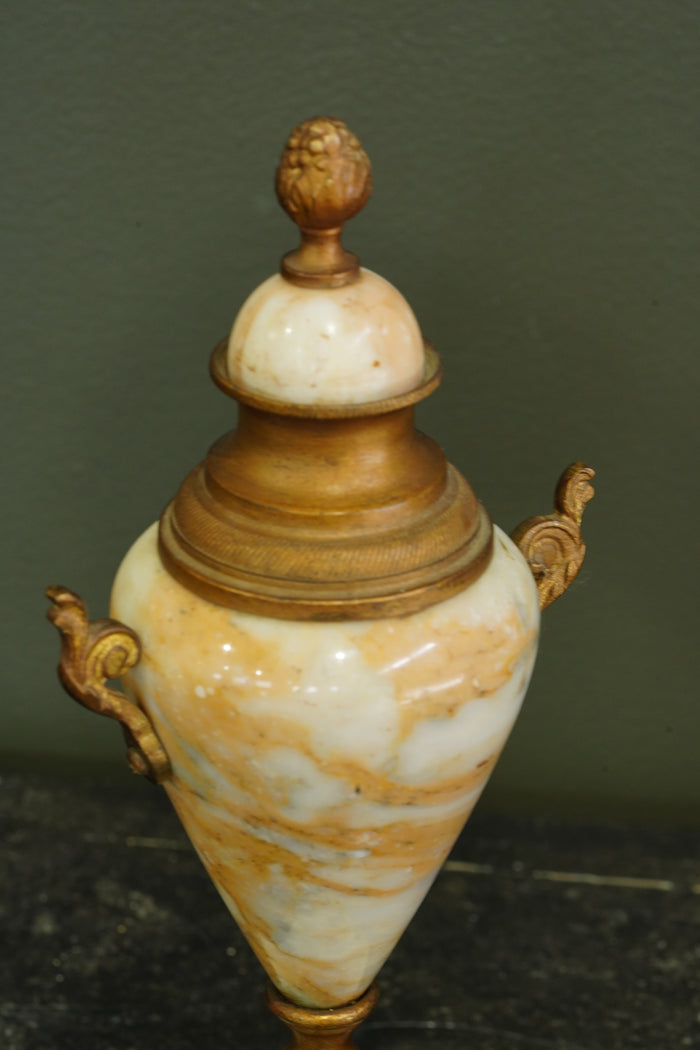 Neoclassical Alabaster and Gilt Brass Decorative Urn