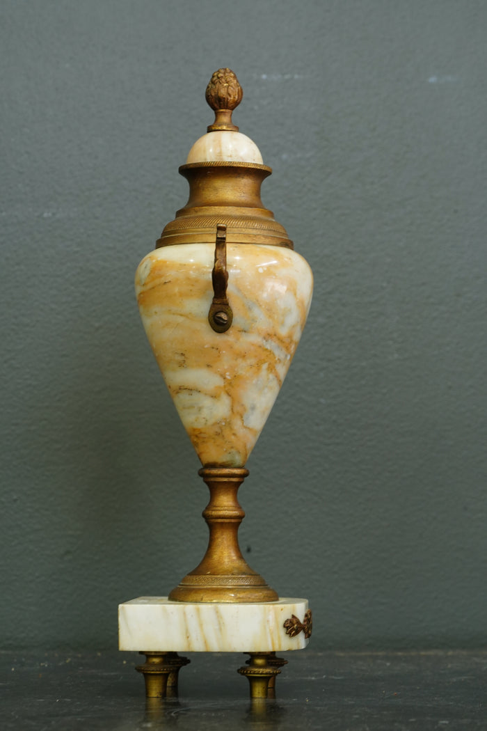 Neoclassical Alabaster and Gilt Brass Decorative Urn