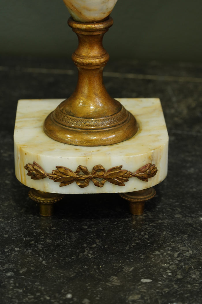 Neoclassical Alabaster and Gilt Brass Decorative Urn