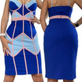 New Women Bodycon Dress Small S Light Blue Pink Knee Length Sleeveless Stretch