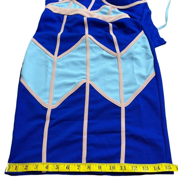 New Women Bodycon Dress Small S Light Blue Pink Knee Length Sleeveless Stretch