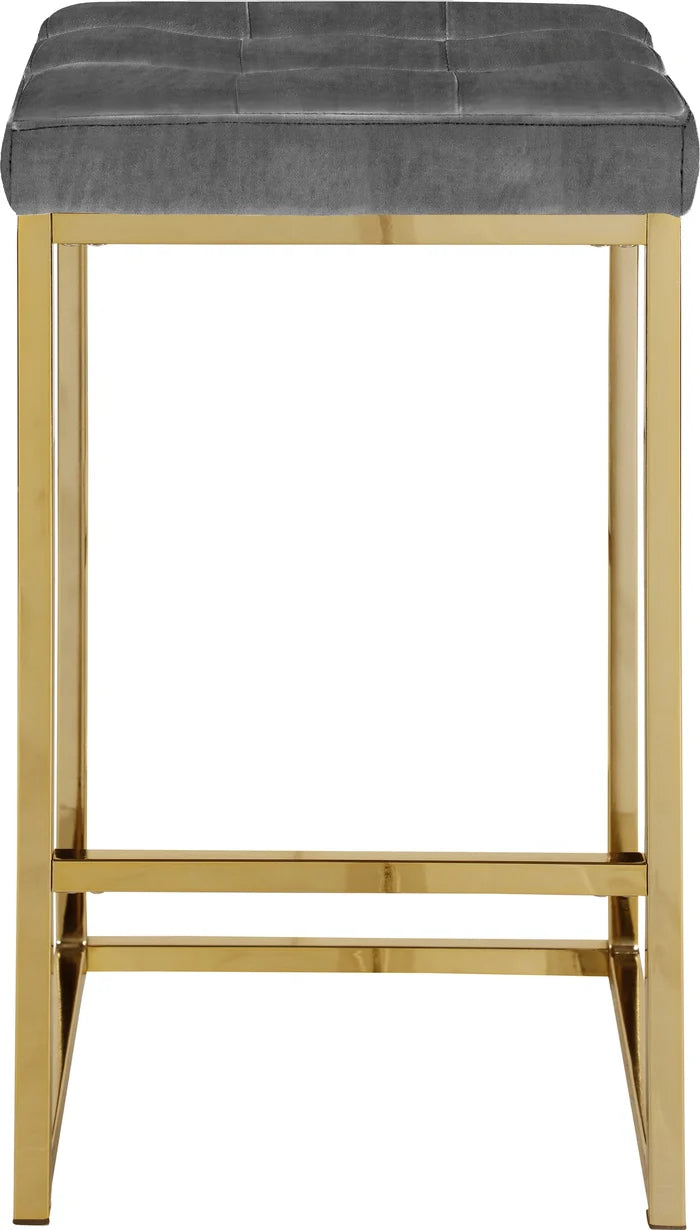 Nicola Grey Velvet Stool