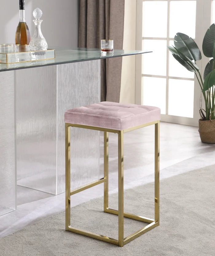 Nicola Pink Velvet Stool