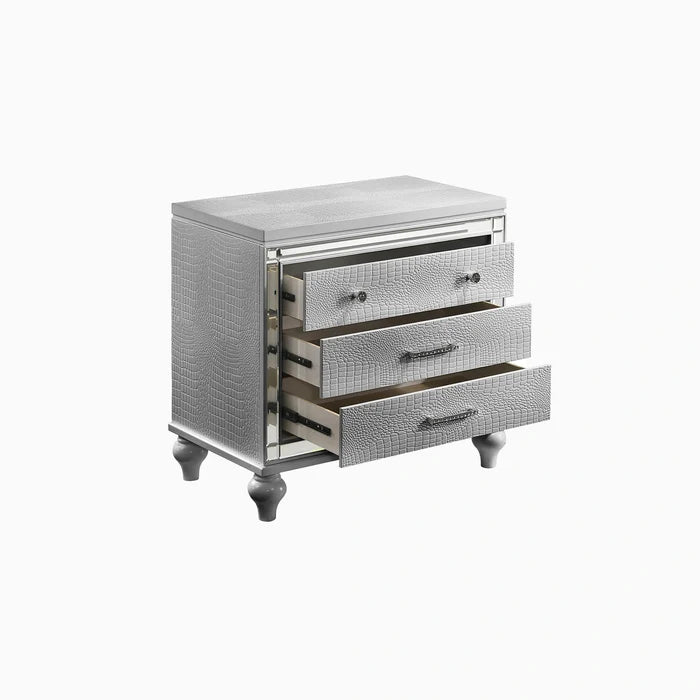 Valentino Nightstand-Silver