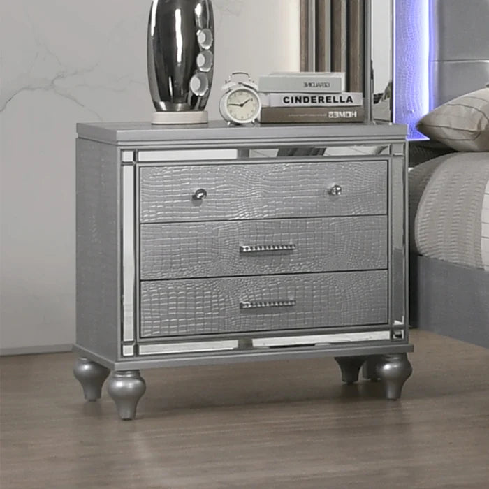 Valentino Nightstand-Silver