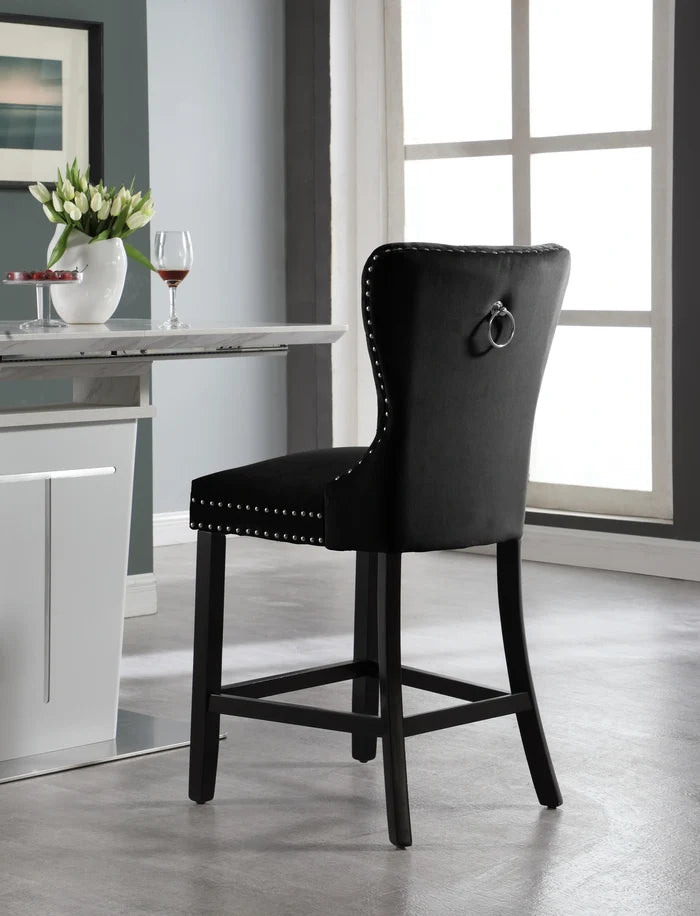 Nikki Black Velvet Stool