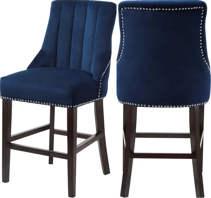 Oxford Navy Velvet Stool
