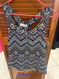 Pink Rose geometric retro design tank top MEDIUM