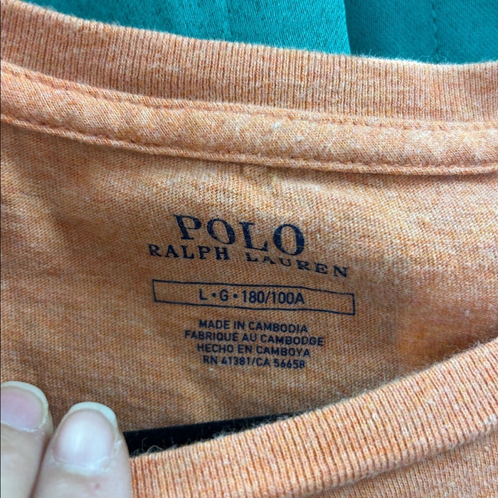 Polo by Ralph Lauren Men's Light Orange Short Sleeve Tee large