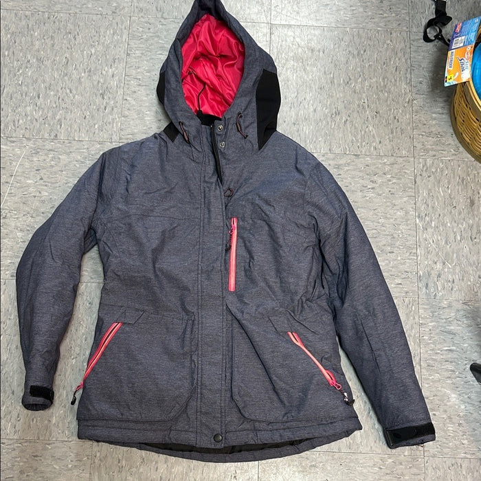 Polyester outdoor jacket, Magellan Outdoors, hooded with pink accents size Small