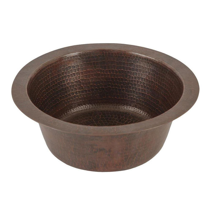 Premier Copper 12 in. Round Hammered Copper Bar Sink with 2 in. Drain Opening (BR12DB2) main image.