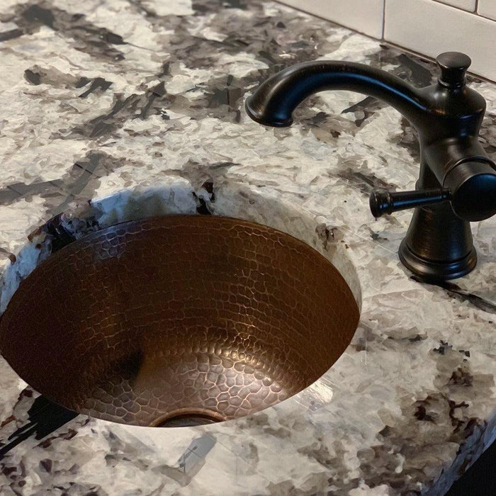 12" Round Hammered Copper Bar Sink w/ 2" Drain Opening - Rustic Kitchen & Bath - Bar Sink - Premier Copper Products