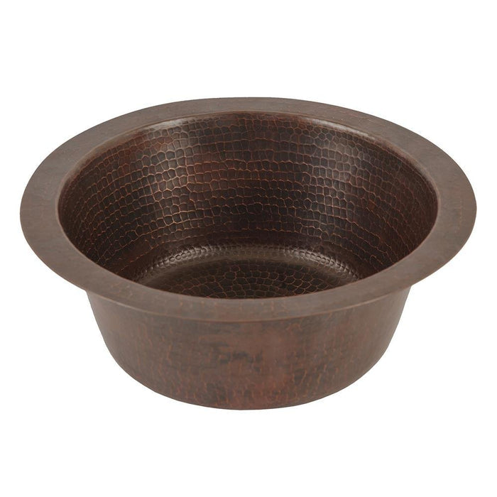 12" Round Hammered Copper Bar Sink w/ 2" Drain Opening - Rustic Kitchen & Bath - Bar Sink - Premier Copper Products