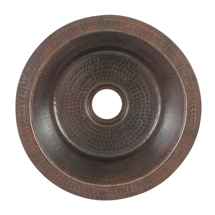 12" Round Hammered Copper Bar Sink w/ 2" Drain Opening - Rustic Kitchen & Bath - Bar Sink - Premier Copper Products
