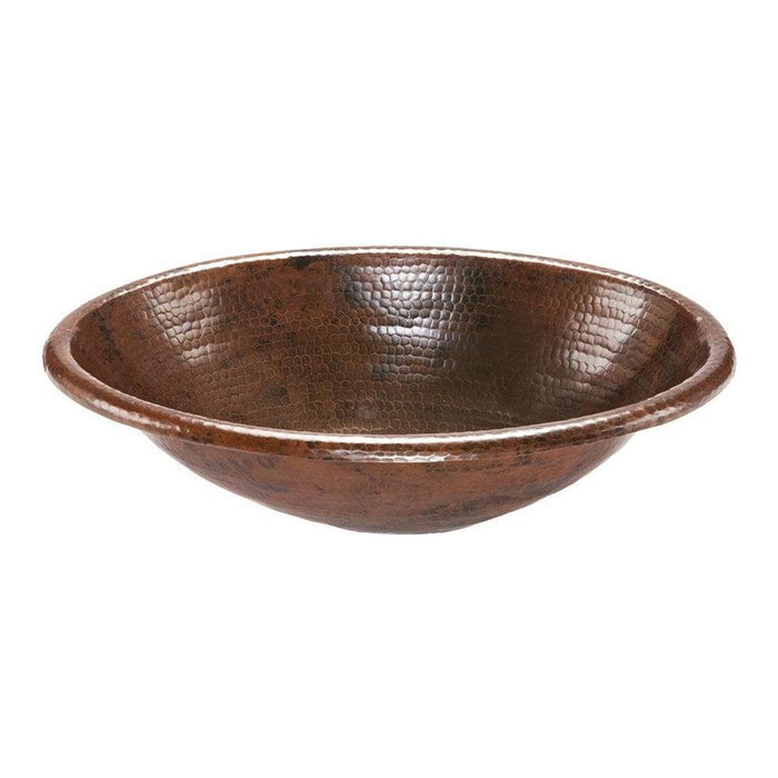 Premier Copper 19 in. Oval Self Rimming Hammered Copper Sink (LO19RDB) main image.