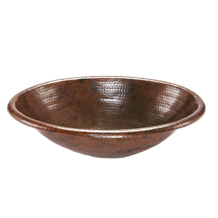 19" Oval Self Rimming Hammered Copper Sink - Rustic Kitchen & Bath - Bathroom Sink - Premier Copper Products