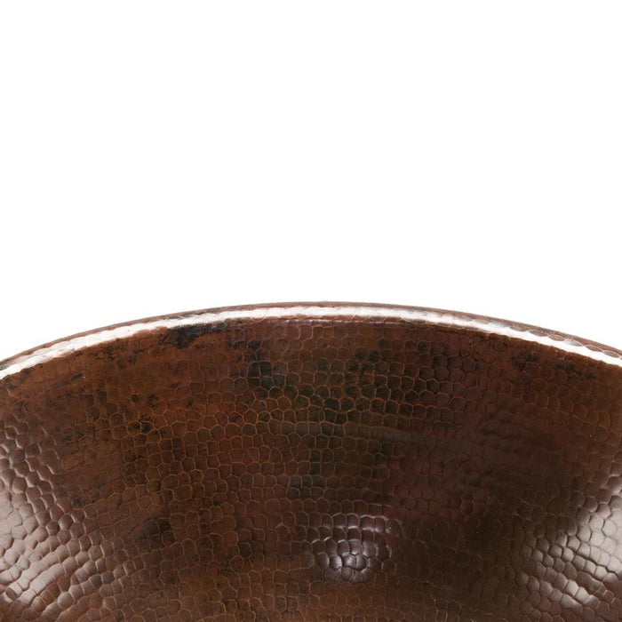 19" Oval Self Rimming Hammered Copper Sink - Rustic Kitchen & Bath - Bathroom Sink - Premier Copper Products
