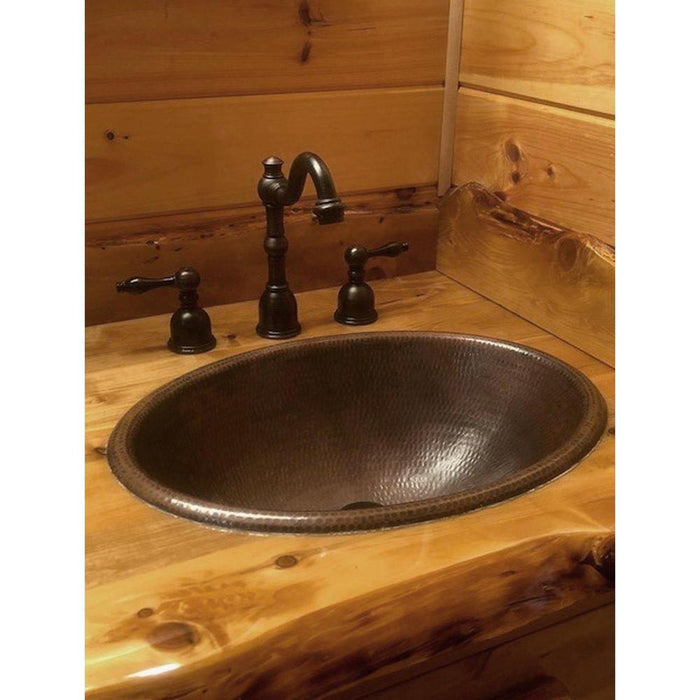 19" Oval Self Rimming Hammered Copper Sink - Rustic Kitchen & Bath - Bathroom Sink - Premier Copper Products