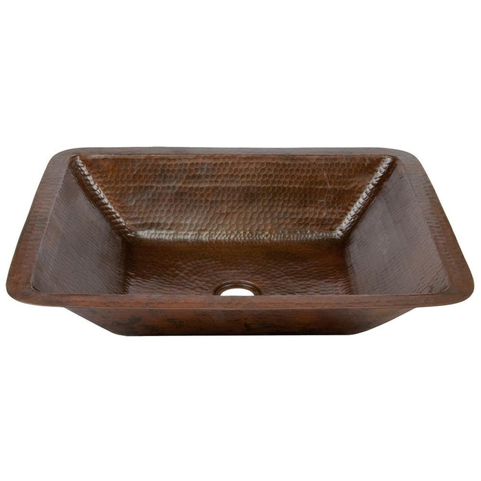 19" Rectangle Under Counter Hammered Copper Bathroom Sink - Rustic Kitchen & Bath - Bathroom Sink - Premier Copper Products
