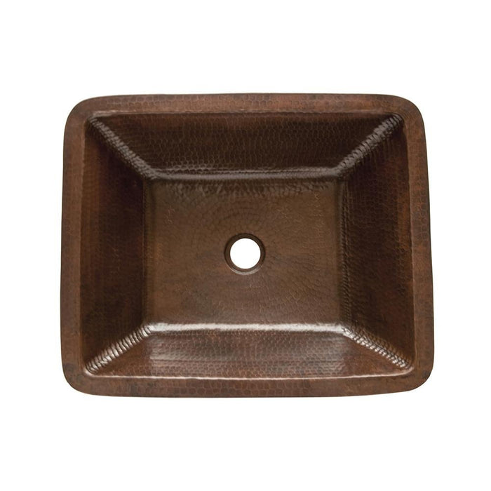 19" Rectangle Under Counter Hammered Copper Bathroom Sink - Rustic Kitchen & Bath - Bathroom Sink - Premier Copper Products