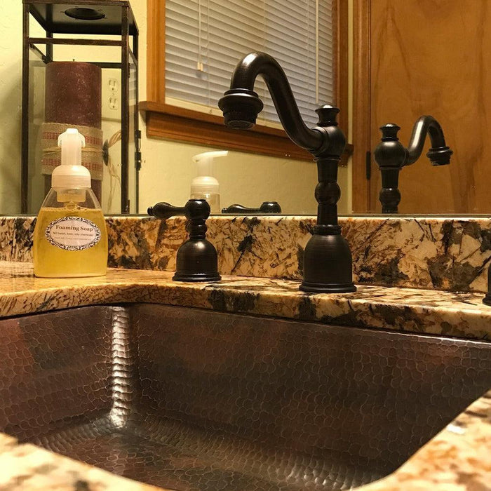 19" Rectangle Under Counter Hammered Copper Bathroom Sink - Rustic Kitchen & Bath - Bathroom Sink - Premier Copper Products