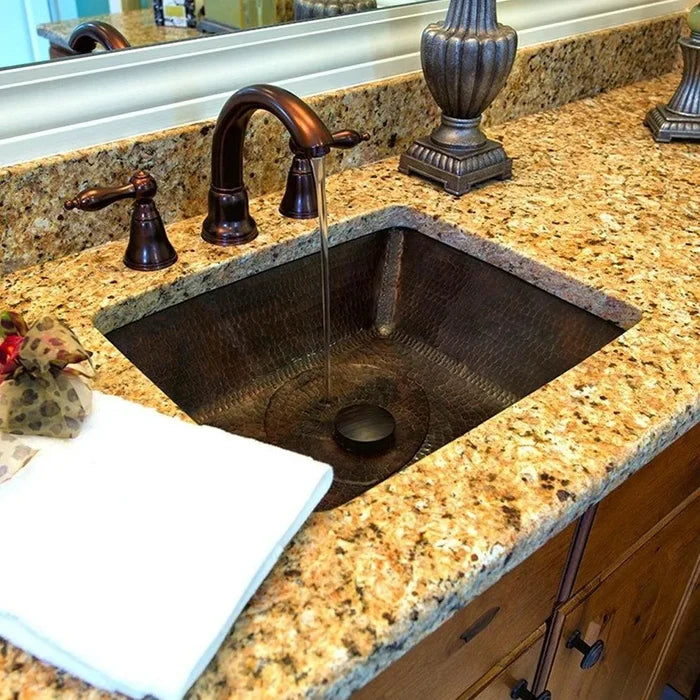 19" Rectangle Under Counter Hammered Copper Bathroom Sink - Rustic Kitchen & Bath - Bathroom Sink - Premier Copper Products