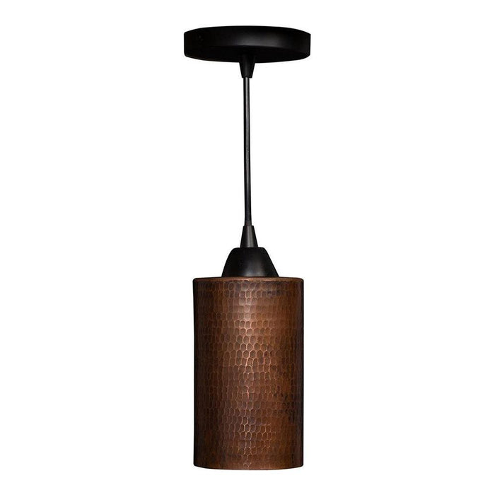 Premier Copper 4 in. Hammered Copper Round Cylinder Pendant Light (L700DB) main image.
