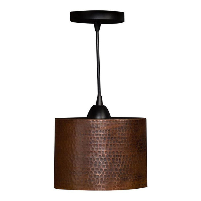 Premier Copper 8 in. Hammered Copper Oval Cylinder Pendant Light (L800DB) main image.