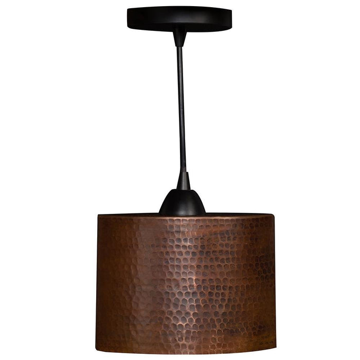 Hammered Copper 8" Oval Cylinder Pendant Light - Rustic Kitchen & Bath - Lighting - Premier Copper Products