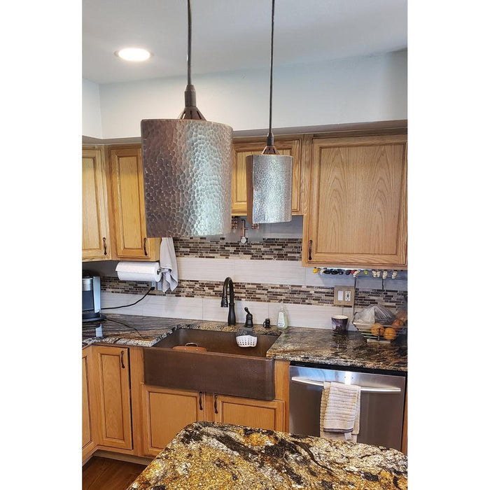 Hammered Copper 8" Oval Cylinder Pendant Light - Rustic Kitchen & Bath - Lighting - Premier Copper Products