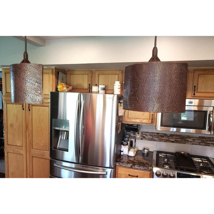 Hammered Copper 8" Oval Cylinder Pendant Light - Rustic Kitchen & Bath - Lighting - Premier Copper Products