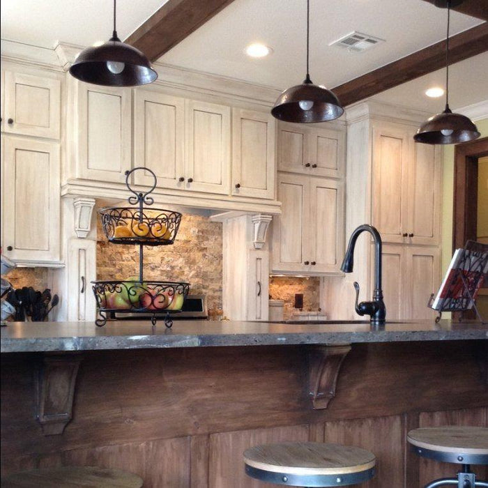 Hammered Copper Dome Pendant Light - Rustic Kitchen & Bath - Lighting - Premier Copper Products