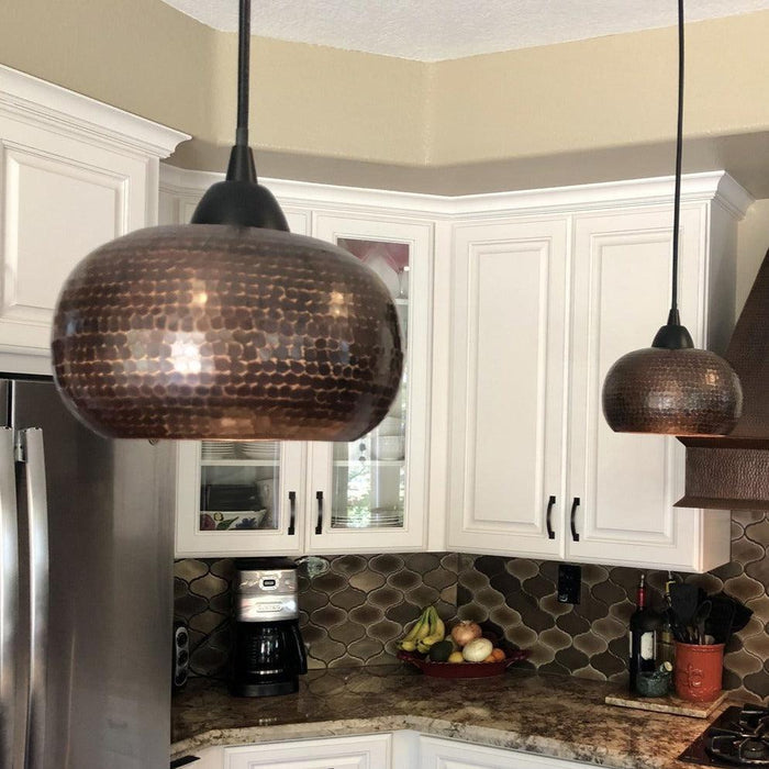 Hammered Copper Globe Pendant Light - Rustic Kitchen & Bath - Lighting - Premier Copper Products